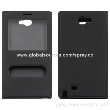 Caller ID Front View Leather Stand Folio Cases for Samsung Galaxy Note 2, Lightweight, Stylish